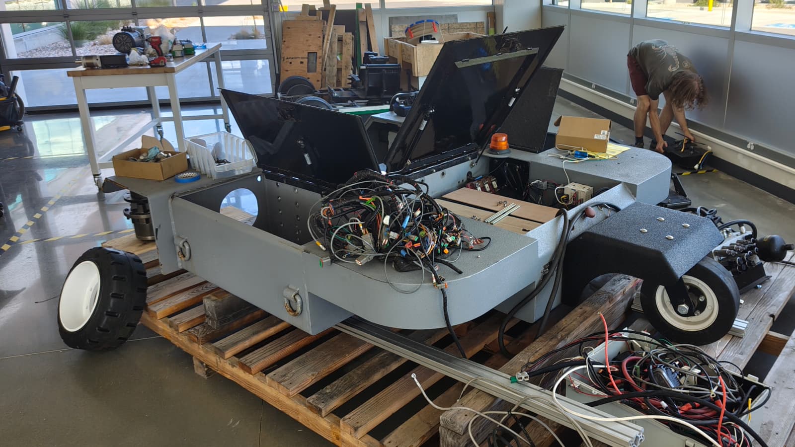 The back of the tug. As you can see, we are currently gutting all of the old electronics.