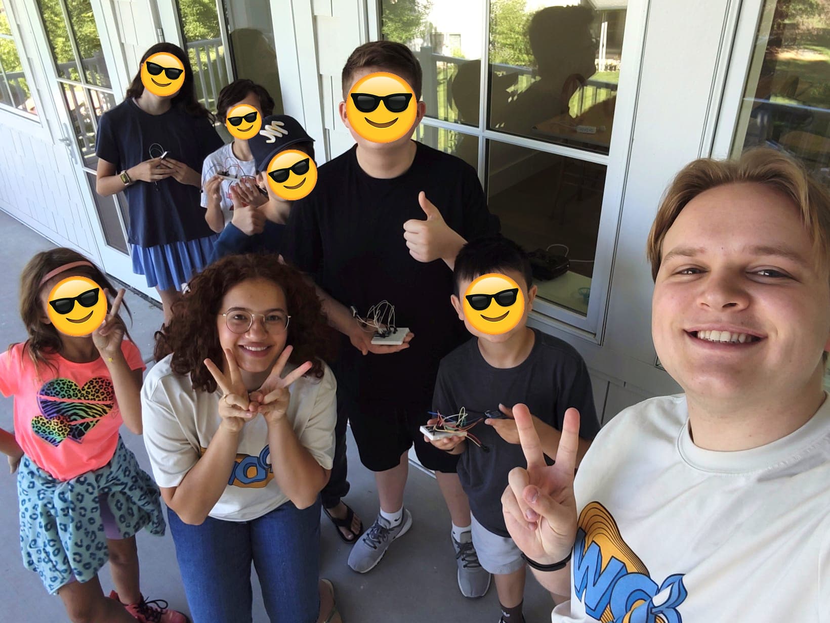 Moema and I and our army of internet friendly sunglasses kids showing off their boards after class