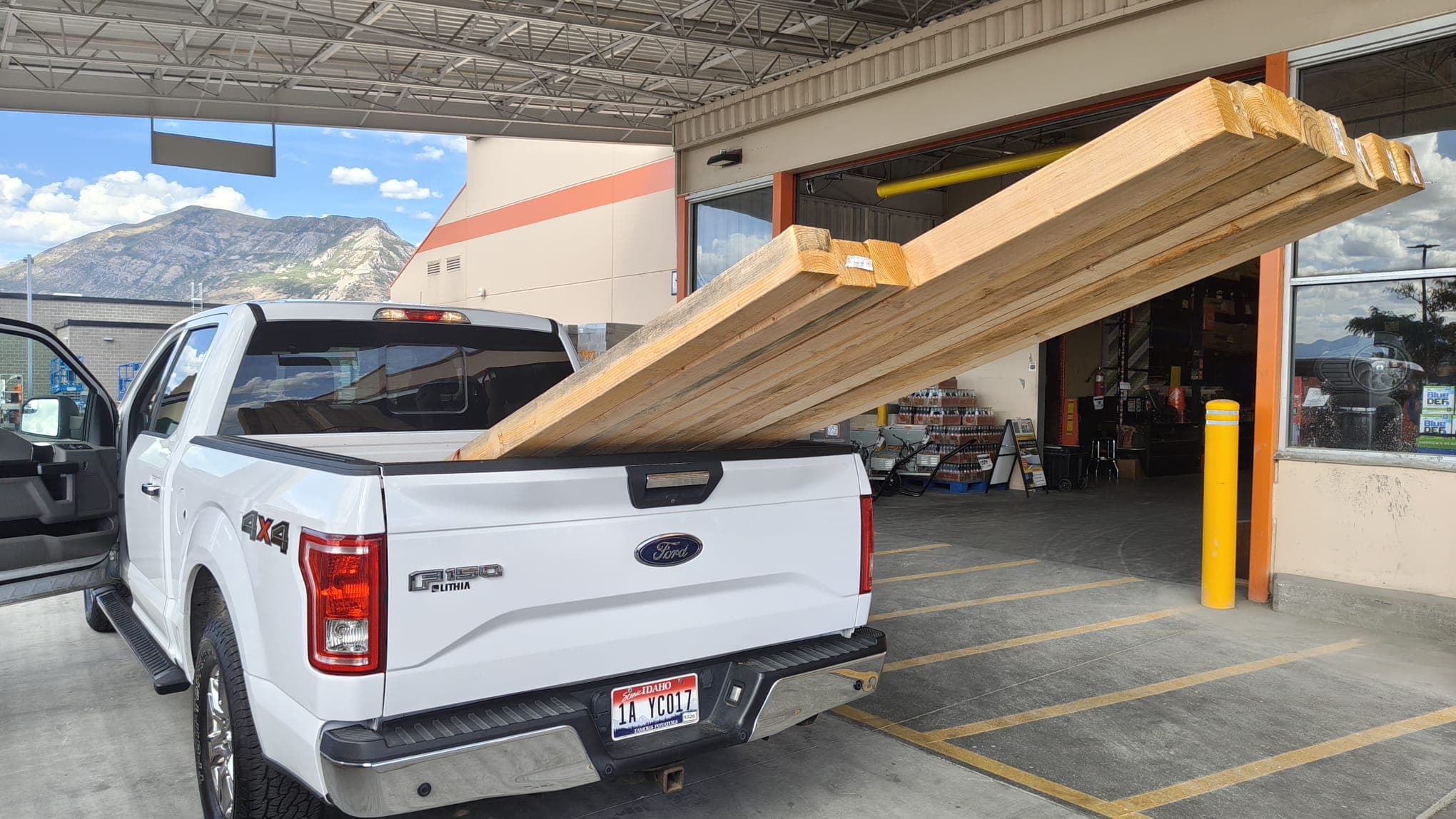 Loading my truck full of wood on the first day of construction. I was driving real slow on the way to the construction site.